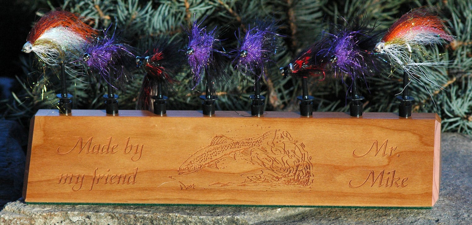 FLY HOLDER Fly Fishing Tied Flies Display 8 Clip - Personalized Gift ...