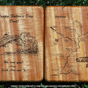 Kinnickinnic River Map Fly Box Handcrafted, Custom Designed, Laser Engraved. Includes Name, Inscription, Artwork. Fly Fishing Wisconsin. image 5