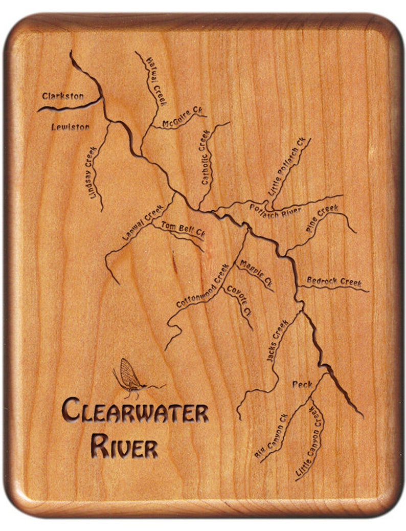 CLEARWATER RIVER MAP Lewiston Idaho Fly Fishing Fly Box Etsy