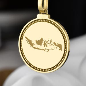 14K Gold Indonesia Map Necklace, Indonesian Country Outline Pendant, Jakarta Bali Jewelry, Southeast Asian Heritage Gift, Homeland Keepsake