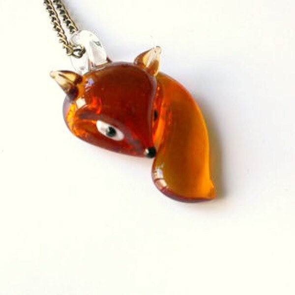 Brown Glass Fox Necklace