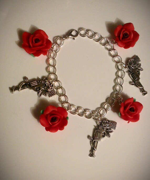 Items similar to Guns n Roses Charm Bracelet on Etsy
