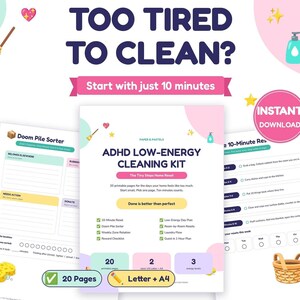 ADHD Cleaning Kit, 20-Page Printable Planner in US Letter and A4