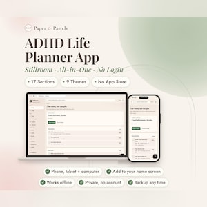 ADHD Life Planner Web App, Digital Task Organizer with Habit and Budget Tracking