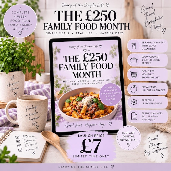 Family Meal Planner UK | 4 Week Budget Meal Plan | Family of 4 Shopping List & Recipes