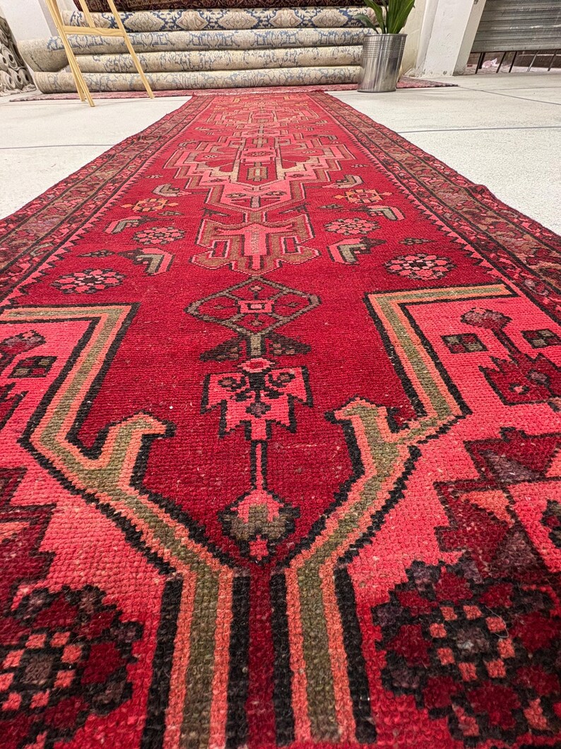 Stair Runner Rug Pattern 3x12 Red Vintage Oriental Turkish Runner Rug - Traditional Antique ...