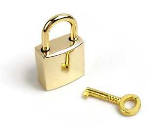 Padlock with key for bag designer, Golden locking bolt with key, Zamak Lock with key