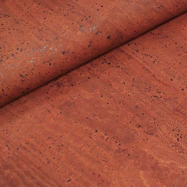 Cork Leather - Portuguese cork fabric Brick Color 68x50cm / 26.77''x19.69'',