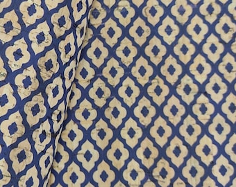 Tecido de cortiça português – padrão de azulejo em couro (68 x 50 cm)