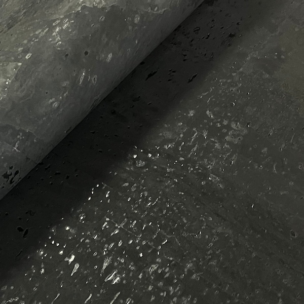 Drap de cuir de liège noir, tissu de liège portugais 68x50cm / 26,77''x19,69''