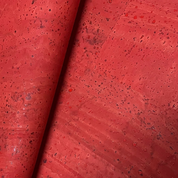 Portuguese cork fabric red Coral  68x50cm / 26.77''x19.69''