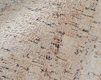 LAST PIECES - 50x68 cm - Cork Fabric natural with silver rain pattern - Portuguese cork leather fabric