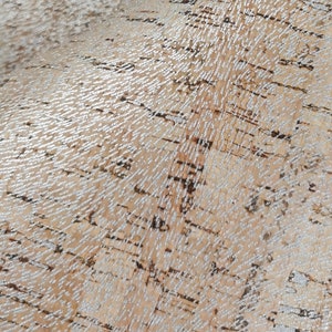 LAST PIECES - 50x68 cm - Cork Fabric natural with silver rain pattern - Portuguese cork leather fabric