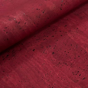 Cork Leather, Portuguese cork fabric Bordeaux 69x50cm / 26.77''x19.69'',