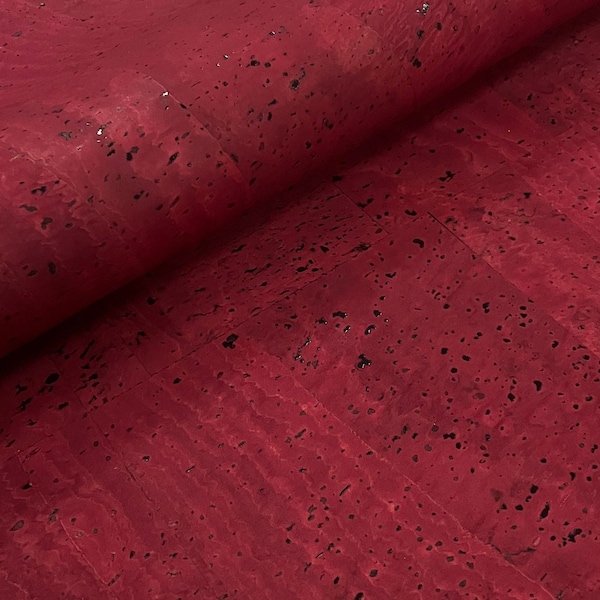 Cork Leather, Portuguese cork fabric Bordeaux 68x50cm / 26.77''x19.69'',