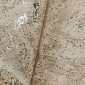 LAST PIECES - 50x68 cm - Cork Fabric natural with golden flecks - Portuguese cork leather fabric