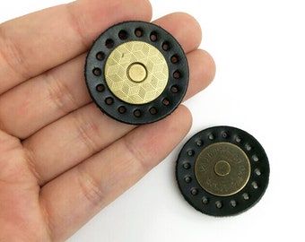 30mm Magnetic Button, Snaps Per Bag, Black leather Magnetic Fastener - SB08