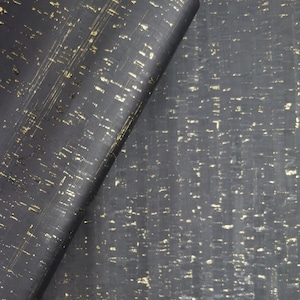 Cork Fabric Rustic Black with golden flecks 50x68 cm - Portuguese cork leather / 26.77''x19.69''