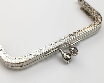 Purse frame 10,5 cm silver purse frame with brilliant  F10/496