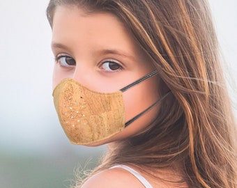 Kids Protective face mask with POCKET for filter , Leather Face Mask Reusable, Washable, Reusable