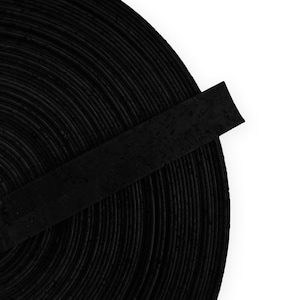 1 meter / 39 in - 25mm Black Flat cork Leather cord  - 25mm x 2mm (European product) REF-518