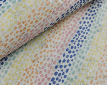 Colorful Dots Pattern on Rustic White Cork Fabric   68x50cm / 26.77''x19.69'', (177)