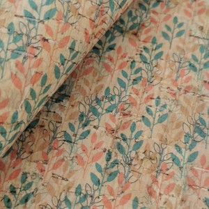 Portuguese Cork Fabric Leafs Printed Pattern 68x50cm / 26.77''x19.69 ...