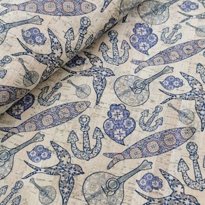 SCRAPS - Portuguese cork fabric, Printed pattern cork fabric (3)
