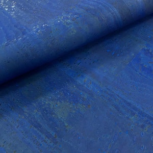 68x50cm Royal Blue Portuguese cork fabric, Royal Blue Cork Leather 26.77''x19.69'' image 1