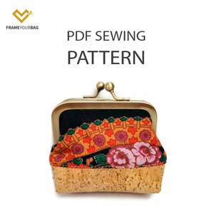 8,5cm PDF Purse frame CORK FABRIC pattern