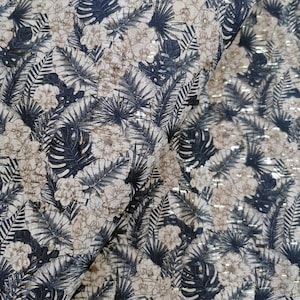 Cork Fabric Safari Pattern printed on Natural Rustic Cork with Golden Flecks  50X65cm - Portuguese cork leather (460)