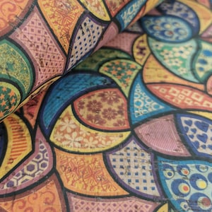 Portugese kurkstof, tegels Gedrukt patroon 68 x 50 cm / 26,77&#39;&#39; x 19,69&#39;&#39;, (350)