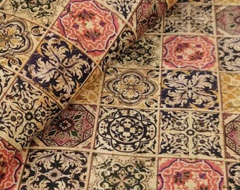 100x140cm Cork leather, green product, Portuguese cork fabric, Printed pattern (70)