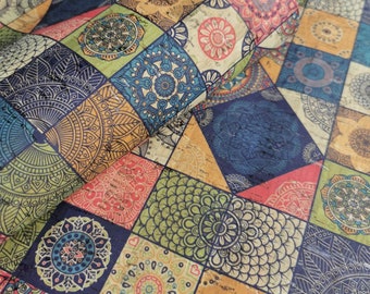 Patrón impreso de azulejos sobre corcho natural 50 x 68 cm / 26,77'' x 19,69'' (201)