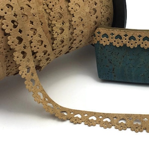 Cordon de liège - Garniture en dentelle de liège - Fournitures de couture en liège REF-437