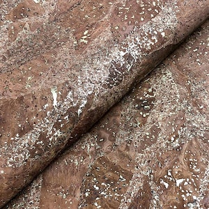 Cork Leather - Portuguese cork fabric Brown with Golden Flecks 68x50cm / 26.77&#39;&#39;x19.69&#39;&#39;