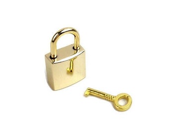 Golden Zamak Padlock with Key: Bag Designer Hardware