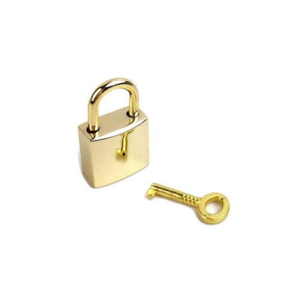 Padlock with key for bag designer, Golden locking bolt with key, Zamak Lock with key