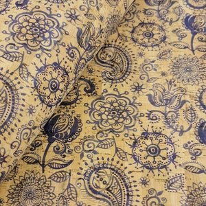 Portuguese cork fabric, Printed pattern 68x50cm / 26.77''x19.69'', (89)
