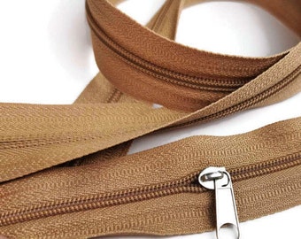 5m endless zipper natural color, for cork fabric, Nylon Coil Zippers long zippers,4mm handbag zipper separating zipper by the yard