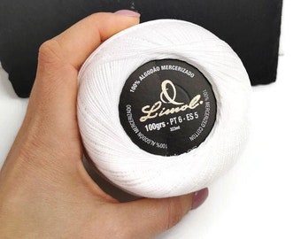 Hilo blanco para tejer Hilo de crochet, 100Grs, PT 6, ES 5, hilo de crochet mercerizado