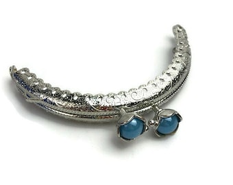 Purse frame - 8.5cm Metal purse frame with Blue flowers F8.5/1229H