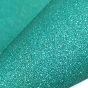Coral Green Glitter Sheets with White Fabric Reverse, 1 piece 10.5x15.5cm  (AQUAMARINE)