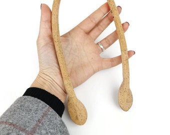 1 Pair of Cork fabric Rolled handbag handles 55cm , cork bag handles supplies, no sewing holes