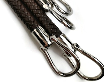 1 pair of bag handle 56cm=22 inch- braided Brown PU leather