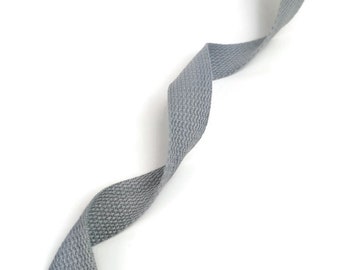 25 mm Gray twill cotton tape by the yard, cotton ribbon(5 meters)