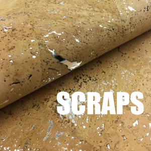 scrap - Cork Fabric with silver flecks - Portuguese cork leather