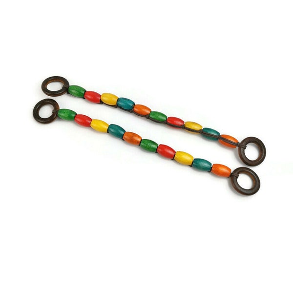 1 paire d'anses de 40 cm en corde, passants en bois coloré