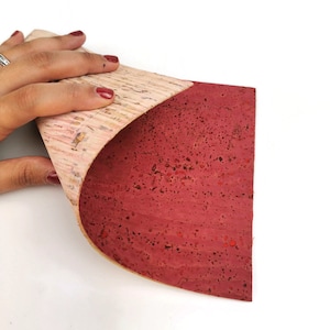 Cork 5.91''x8.66" Double sided Cork Fabric Pink and Jeans for body/strength Thick 2mm