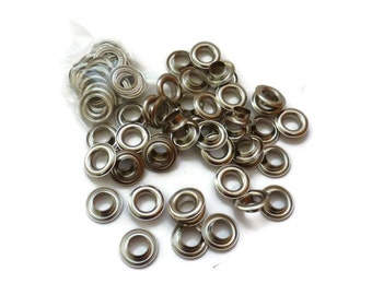 50 Sets  / 8 mm ( Inner size ) silver tone eyelets grommet - EG01